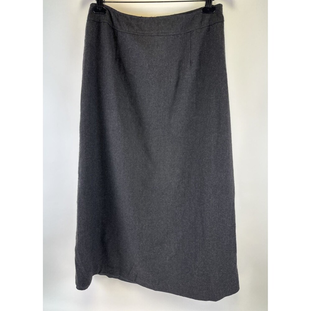 Talbots Pure Wool Maxi Skirt A-Line Gray Zip Slit Lined Classic Womens 12